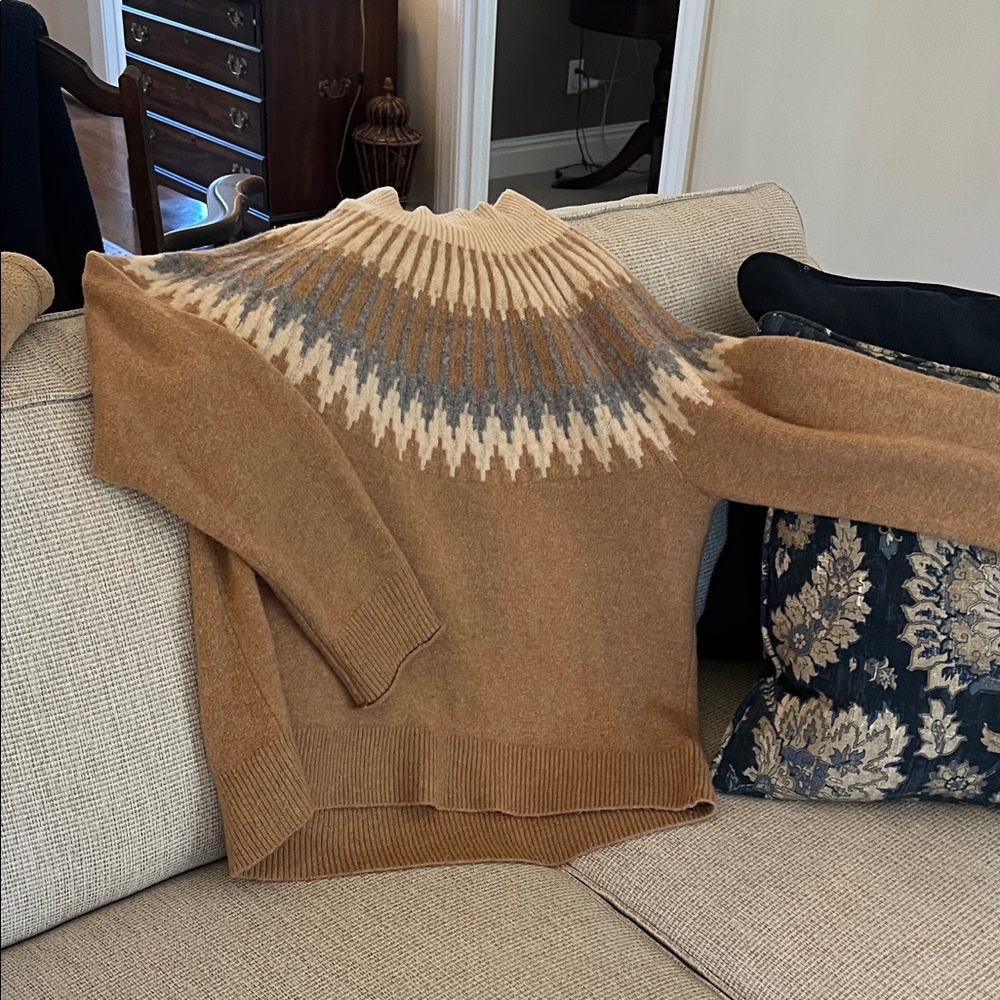 J. Crew women’s Brown and Cream fair isle Crewneck Sweater